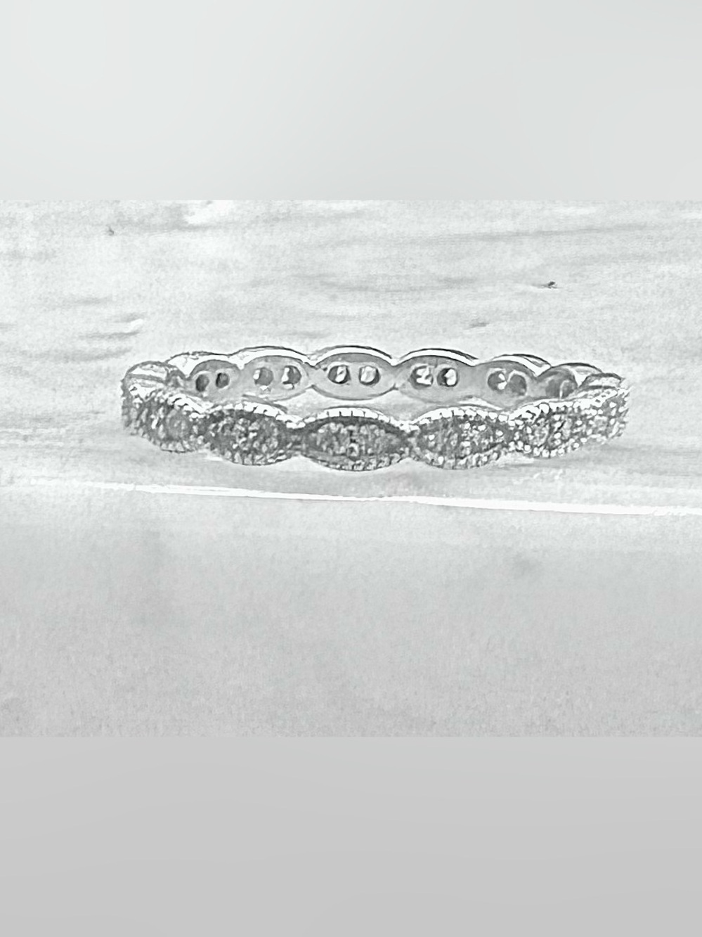 Pandora Sterling Silver 925 ALE Sparkling Leaves CZ Stacker Sz 8/8.5 FIRM - Picture 8 of 11